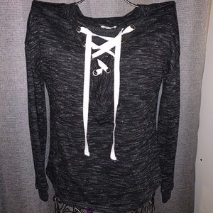 Super cute dark heather grey sweater shirt